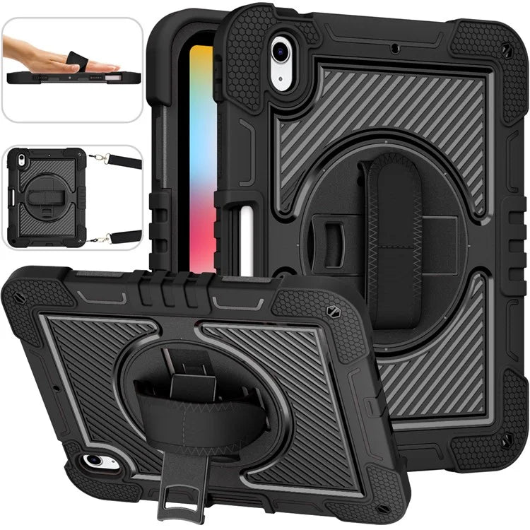 For iPad 10.9 (2022) Case Kickstand Anti-drop Tablet Cover with Shoulder Strap