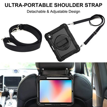 For iPad 10.9 (2022) Case Kickstand Anti-drop Tablet Cover with Shoulder Strap