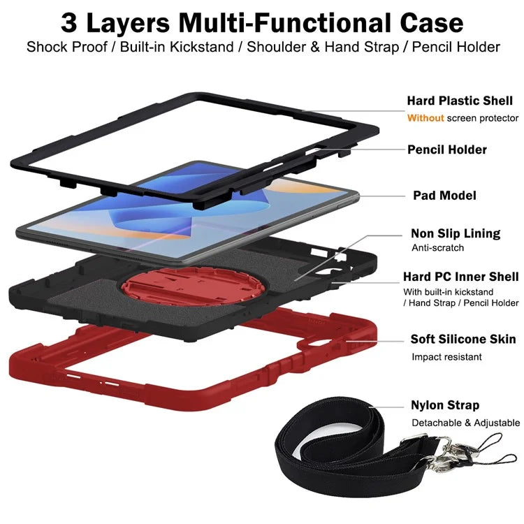 For Huawei MatePad 11 (2023) Tablet Case Shockproof Cover with Kickstand Shoulder Strap