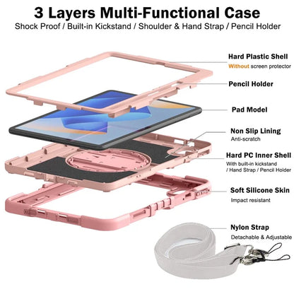 For Huawei MatePad 11 (2023) Tablet Case Shockproof Cover with Kickstand Shoulder Strap