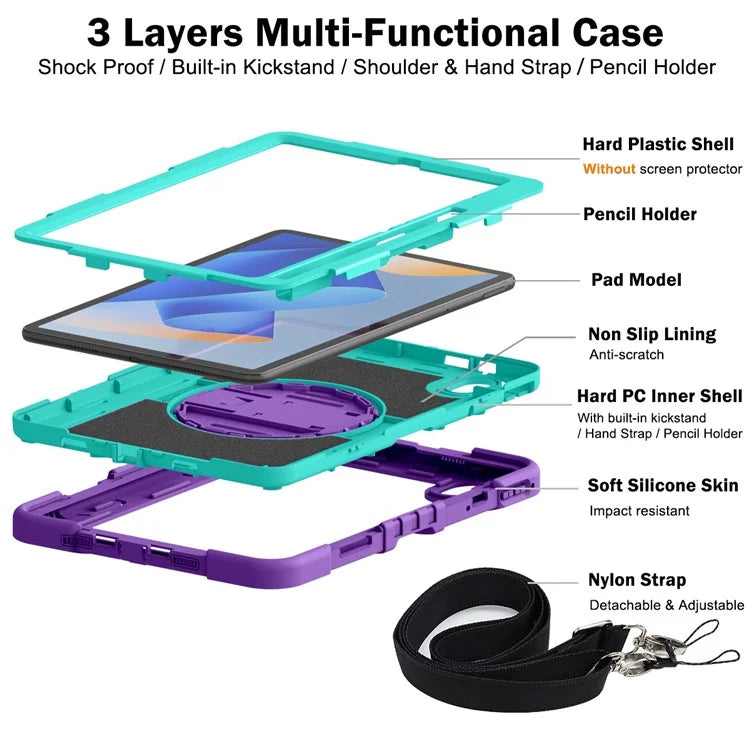 For Huawei MatePad 11 (2023) Tablet Case Shockproof Cover with Kickstand Shoulder Strap
