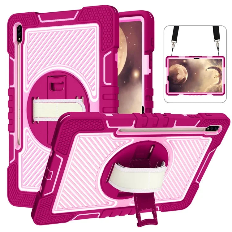 For Samsung Galaxy Tab S7 / S8 Crossbody Tablet Case Shoulder Strap Rotary Kickstand