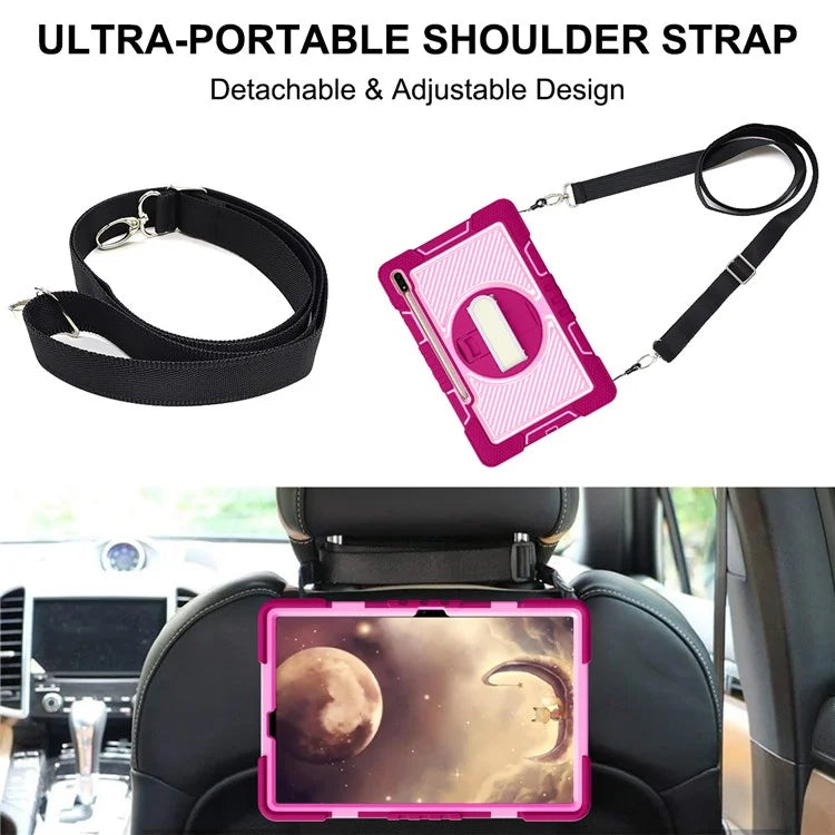 For Samsung Galaxy Tab S7 / S8 Crossbody Tablet Case Shoulder Strap Rotary Kickstand