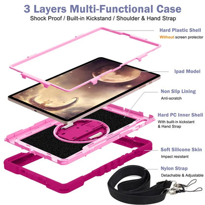 For Samsung Galaxy Tab S7 / S8 Crossbody Tablet Case Shoulder Strap Rotary Kickstand