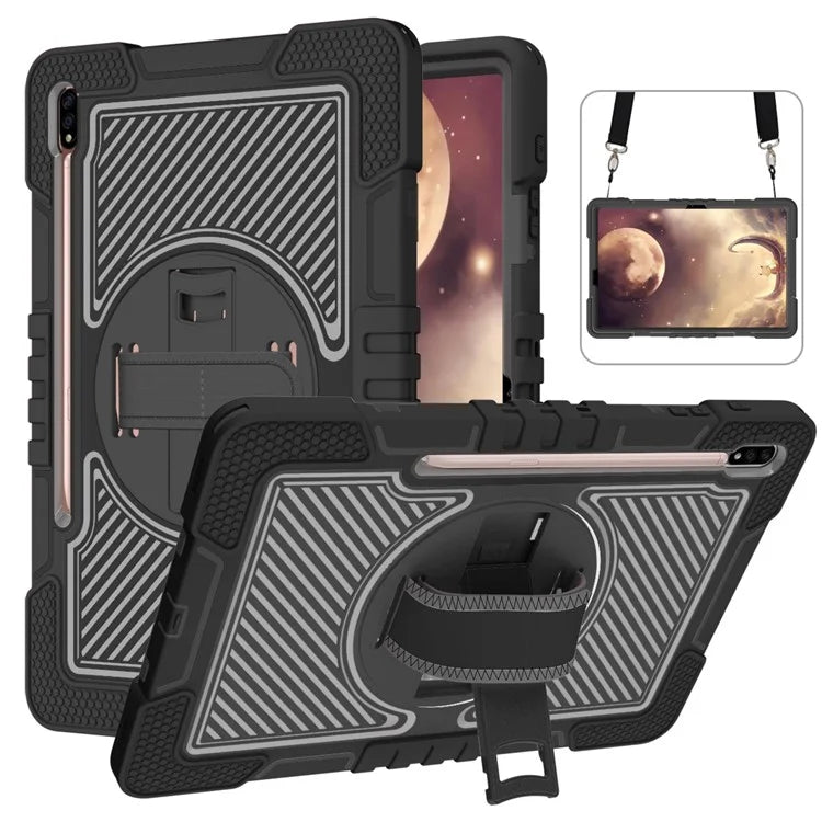 For Samsung Galaxy Tab S7 / S8 Crossbody Tablet Case Shoulder Strap Rotary Kickstand