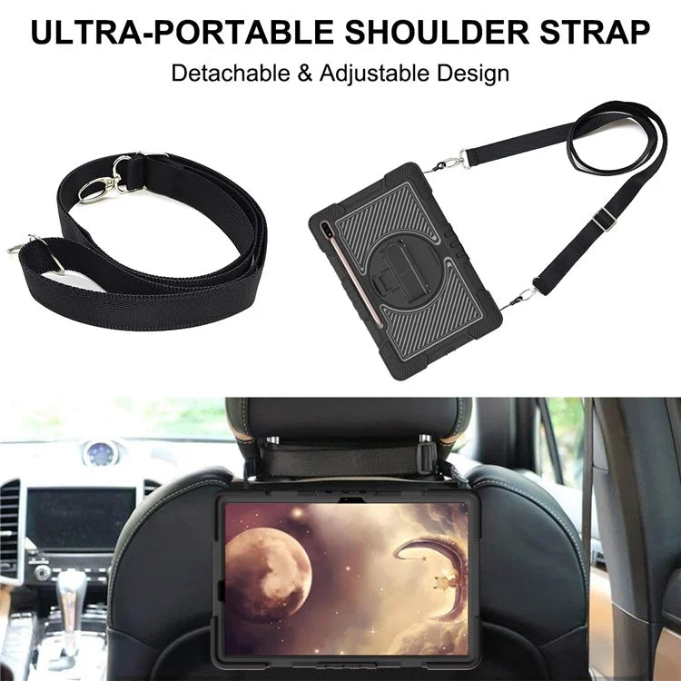 For Samsung Galaxy Tab S7 / S8 Crossbody Tablet Case Shoulder Strap Rotary Kickstand
