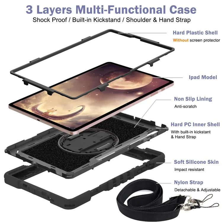 For Samsung Galaxy Tab S7 / S8 Crossbody Tablet Case Shoulder Strap Rotary Kickstand