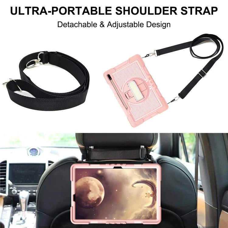 For Samsung Galaxy Tab S7 / S8 Crossbody Tablet Case Shoulder Strap Rotary Kickstand