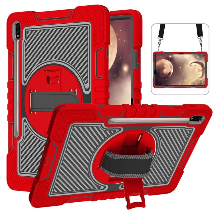 For Samsung Galaxy Tab S7 / S8 Crossbody Tablet Case Shoulder Strap Rotary Kickstand