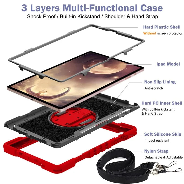 For Samsung Galaxy Tab S7 / S8 Crossbody Tablet Case Shoulder Strap Rotary Kickstand