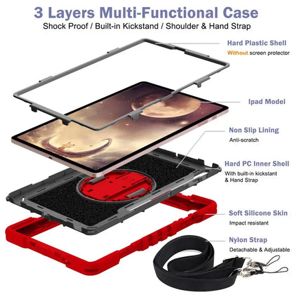 For Samsung Galaxy Tab S7 / S8 Crossbody Tablet Case Shoulder Strap Rotary Kickstand