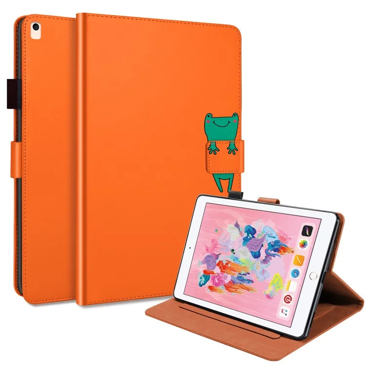 For iPad 9.7-inch (2017) / (2018) Tablet Leather Case Cartoon Animal Pattern