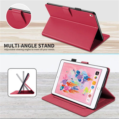 For iPad 9.7-inch (2017) / (2018) Tablet Leather Case Cartoon Animal Pattern