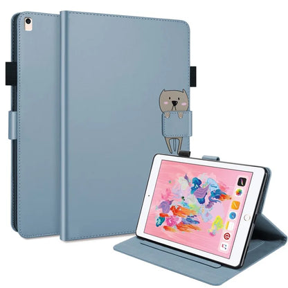 For iPad 9.7-inch (2017) / (2018) Tablet Leather Case Cartoon Animal Pattern