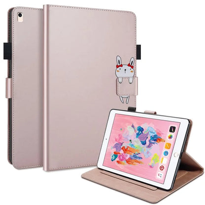 For iPad 9.7-inch (2017) / (2018) Tablet Leather Case Cartoon Animal Pattern