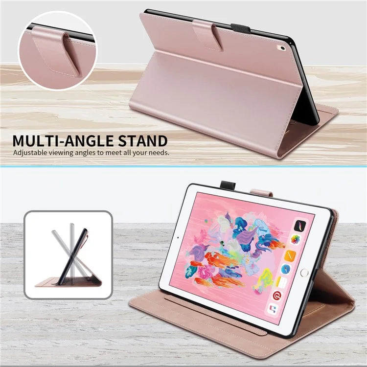 For iPad 9.7-inch (2017) / (2018) Tablet Leather Case Cartoon Animal Pattern