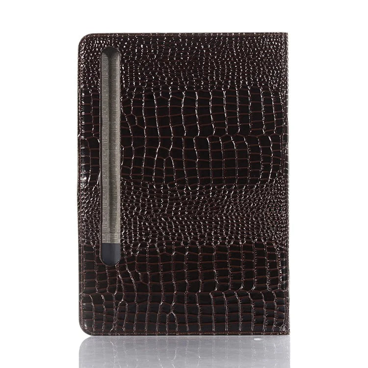 For Samsung Galaxy Tab S9+ Leather Case Stand Wallet Tablet Cover Crocodile Texture