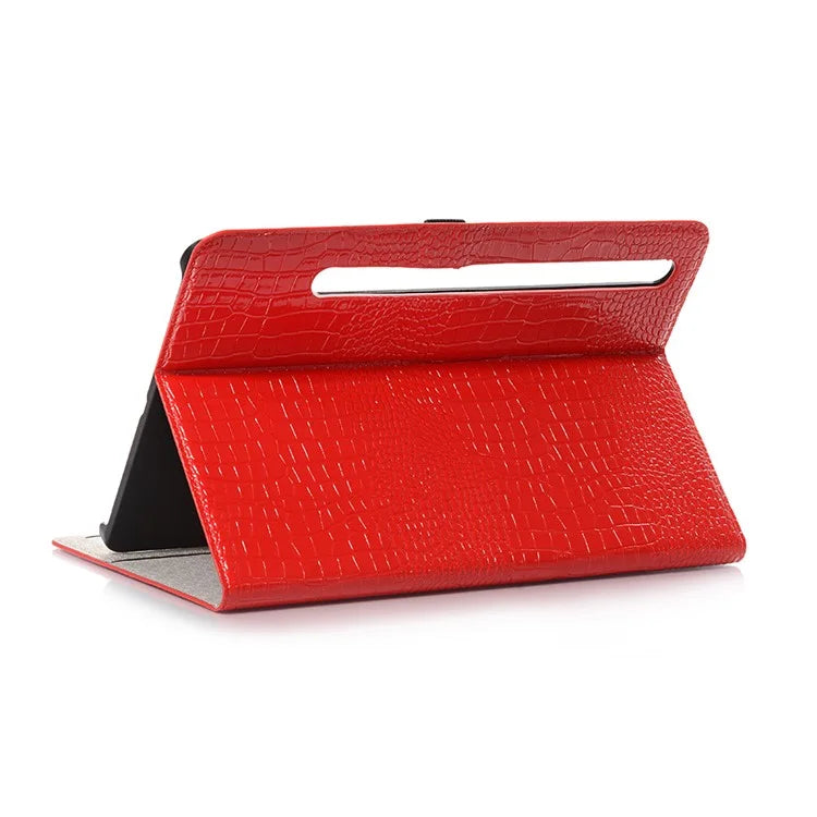 For Samsung Galaxy Tab S9+ Leather Case Stand Wallet Tablet Cover Crocodile Texture