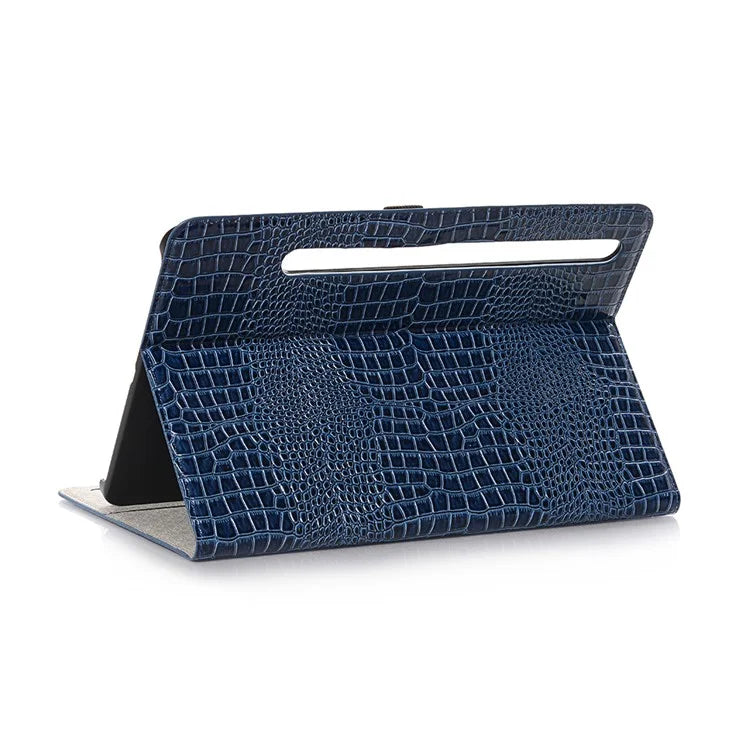 For Samsung Galaxy Tab S9+ Leather Case Stand Wallet Tablet Cover Crocodile Texture