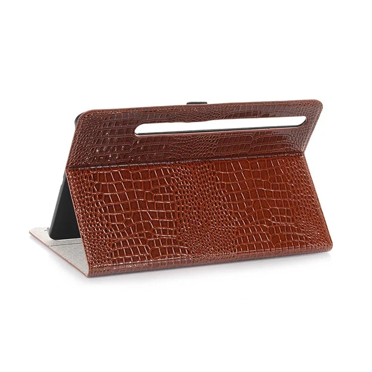 For Samsung Galaxy Tab S9+ Leather Case Stand Wallet Tablet Cover Crocodile Texture