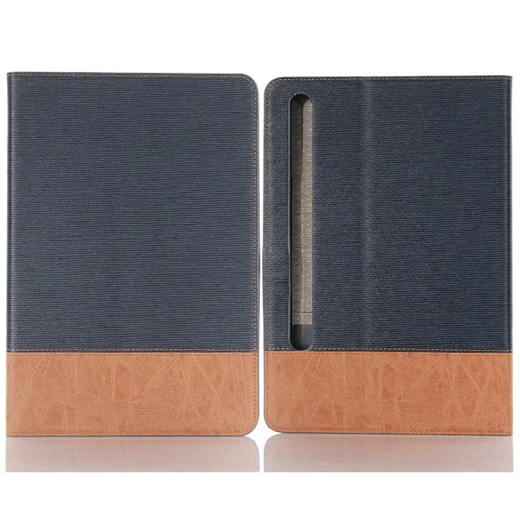 For Samsung Galaxy Tab S9+ Stand Folio Case PU Leather Cross Texture Tablet Cover with Card Slots