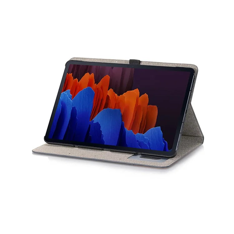 For Samsung Galaxy Tab S9+ Stand Folio Case PU Leather Cross Texture Tablet Cover with Card Slots