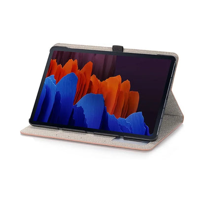 For Samsung Galaxy Tab S9+ Stand Folio Case PU Leather Cross Texture Tablet Cover with Card Slots