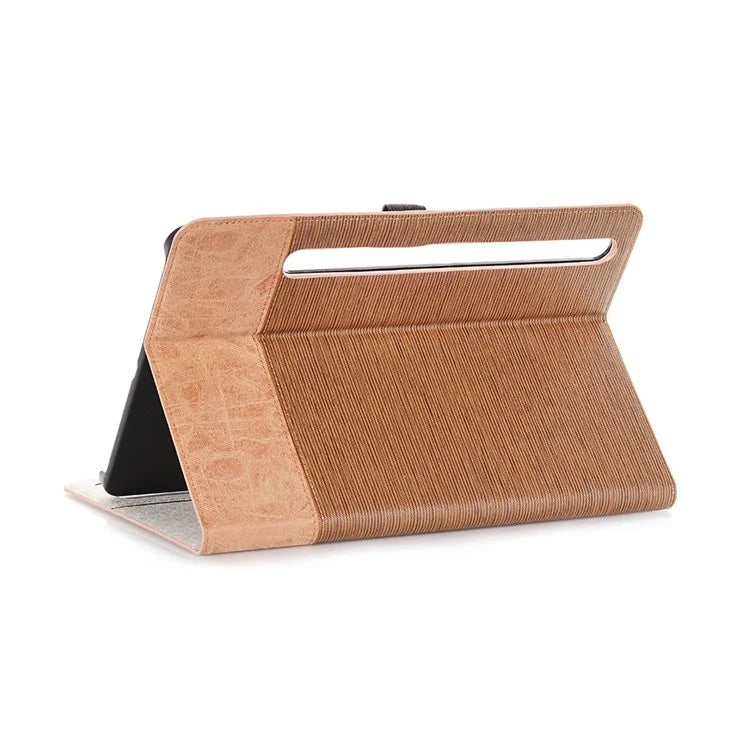 For Samsung Galaxy Tab S9+ Stand Folio Case PU Leather Cross Texture Tablet Cover with Card Slots