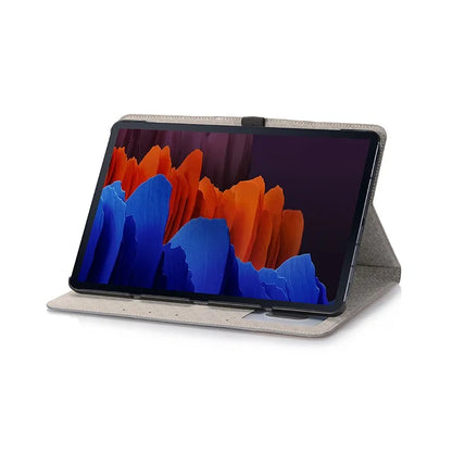 For Samsung Galaxy Tab S9+ Stand Folio Case PU Leather Cross Texture Tablet Cover with Card Slots