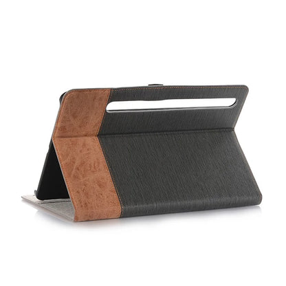 For Samsung Galaxy Tab S9+ Stand Folio Case PU Leather Cross Texture Tablet Cover with Card Slots