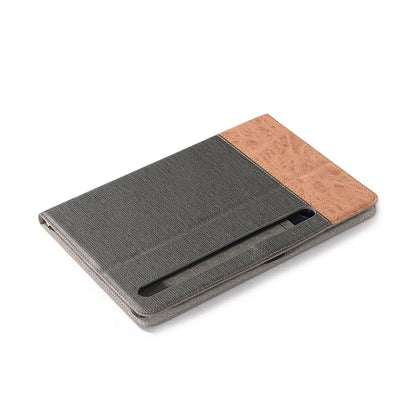 For Samsung Galaxy Tab S9+ Stand Folio Case PU Leather Cross Texture Tablet Cover with Card Slots