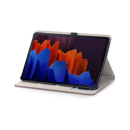 For Samsung Galaxy Tab S9+ Stand Folio Case PU Leather Cross Texture Tablet Cover with Card Slots