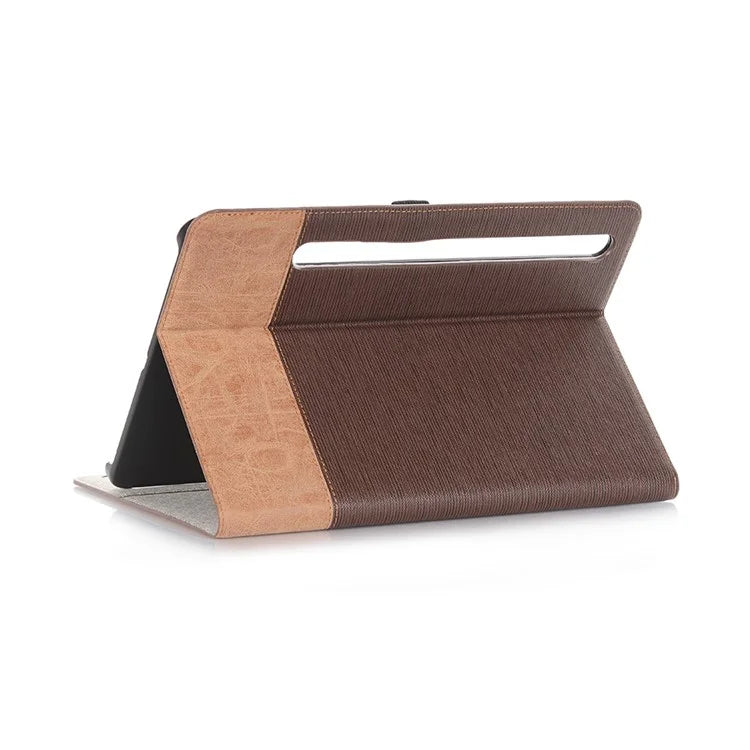 For Samsung Galaxy Tab S9+ Stand Folio Case PU Leather Cross Texture Tablet Cover with Card Slots