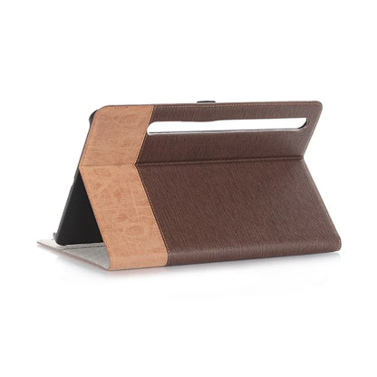 For Samsung Galaxy Tab S9+ Stand Folio Case PU Leather Cross Texture Tablet Cover with Card Slots