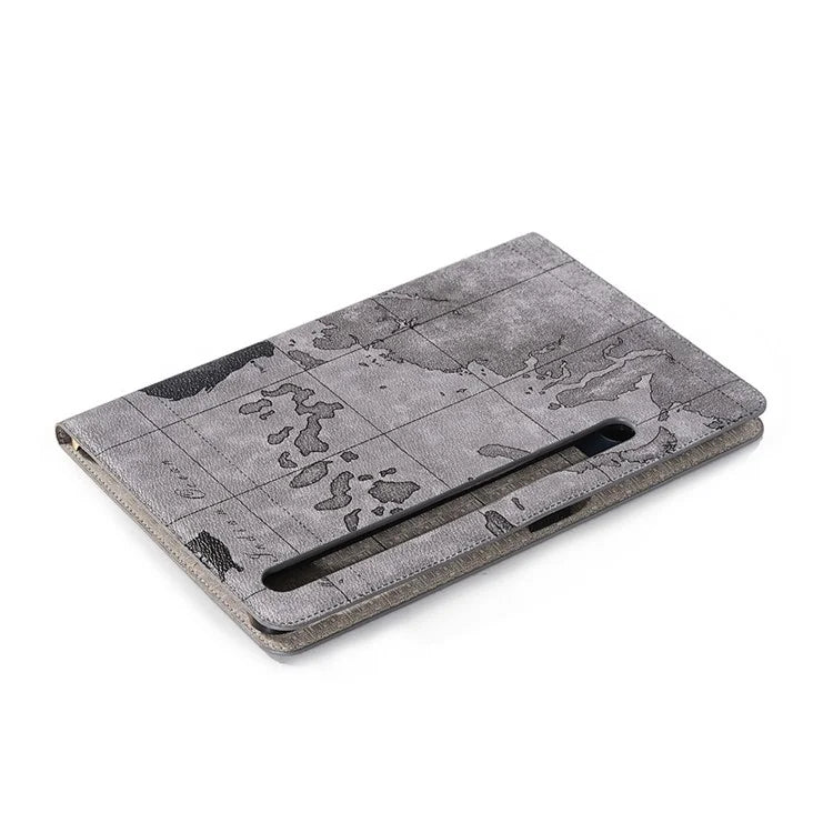 For Samsung Galaxy Tab S9+ Map Pattern Case PU Leather Stand Wallet Protective Tablet Cover