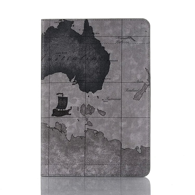 For Samsung Galaxy Tab S9+ Map Pattern Case PU Leather Stand Wallet Protective Tablet Cover