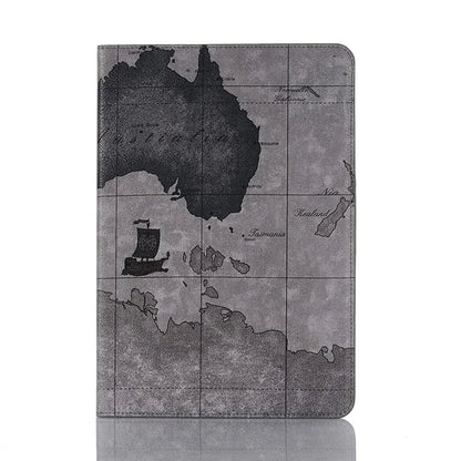 For Samsung Galaxy Tab S9+ Map Pattern Case PU Leather Stand Wallet Protective Tablet Cover