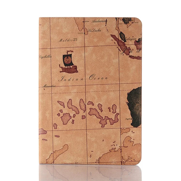 For Samsung Galaxy Tab S9+ Map Pattern Case PU Leather Stand Wallet Protective Tablet Cover