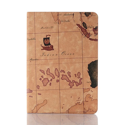 For Samsung Galaxy Tab S9+ Map Pattern Case PU Leather Stand Wallet Protective Tablet Cover