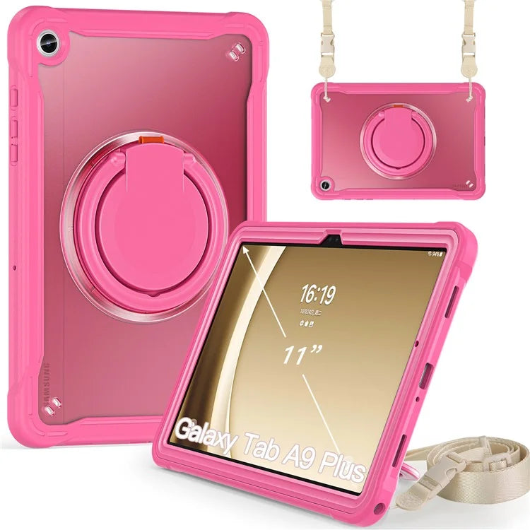 For Samsung Galaxy Tab A9+ SM-X210 / X216 / X218 Case Drop-Proof PC+TPU Cover with Shoulder Strap