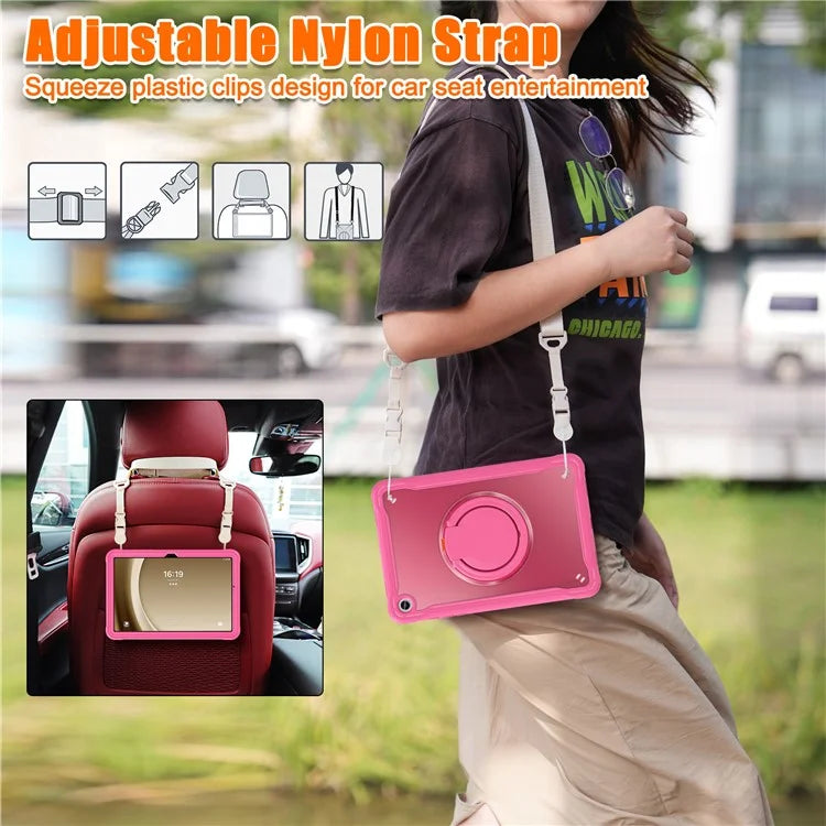 For Samsung Galaxy Tab A9+ SM-X210 / X216 / X218 Case Drop-Proof PC+TPU Cover with Shoulder Strap