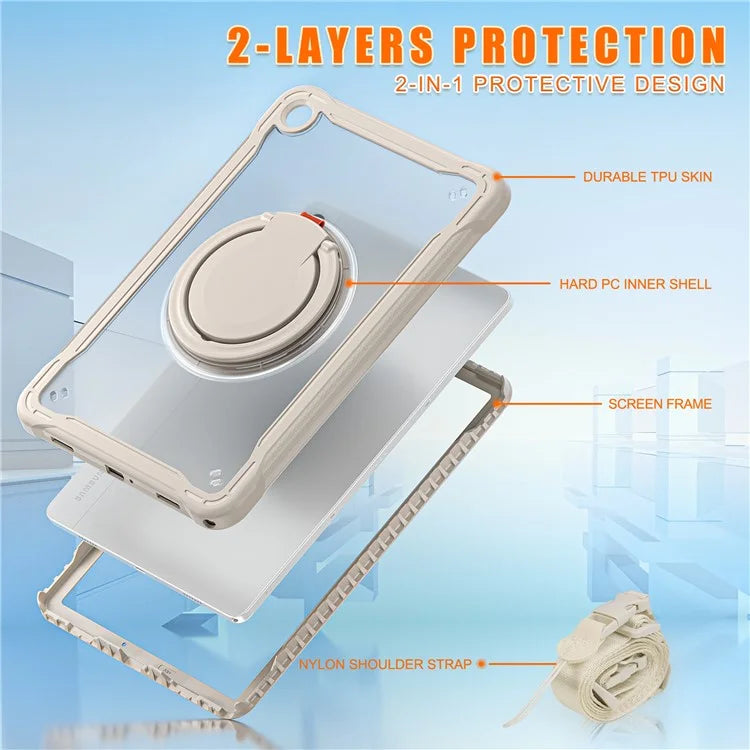 For Samsung Galaxy Tab A9+ SM-X210 / X216 / X218 Case Drop-Proof PC+TPU Cover with Shoulder Strap