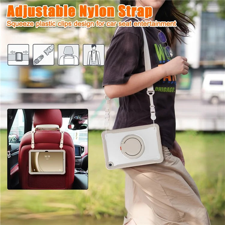 For Samsung Galaxy Tab A9+ SM-X210 / X216 / X218 Case Drop-Proof PC+TPU Cover with Shoulder Strap