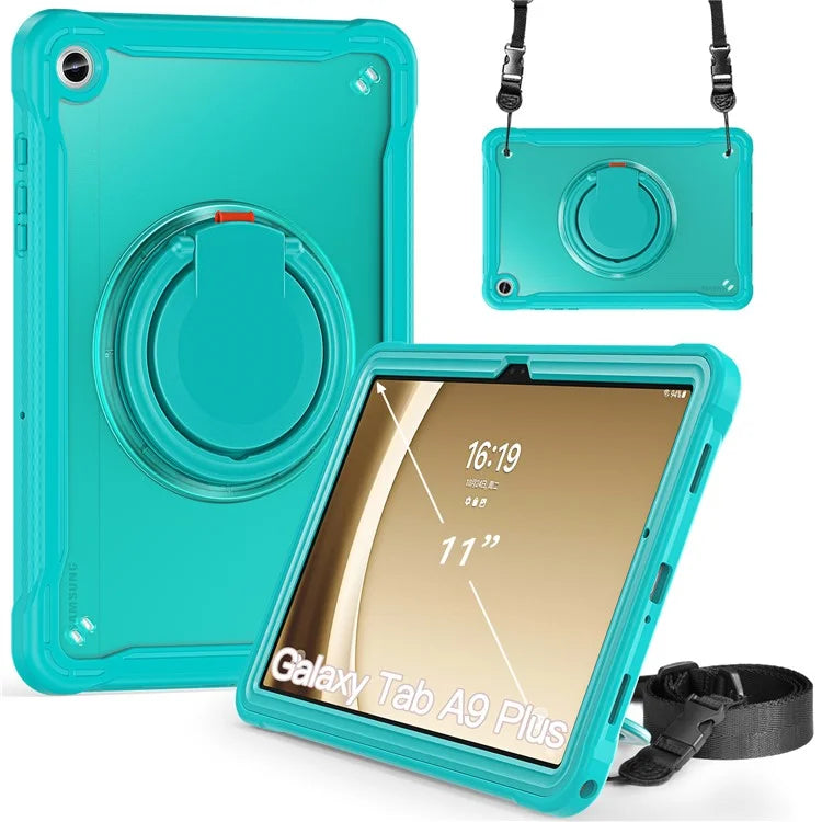 For Samsung Galaxy Tab A9+ SM-X210 / X216 / X218 Case Drop-Proof PC+TPU Cover with Shoulder Strap