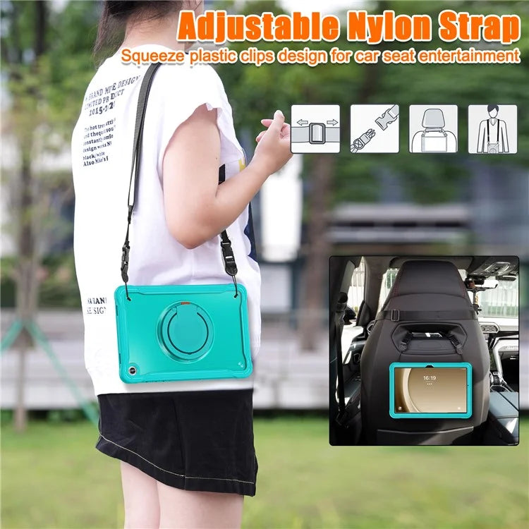 For Samsung Galaxy Tab A9+ SM-X210 / X216 / X218 Case Drop-Proof PC+TPU Cover with Shoulder Strap