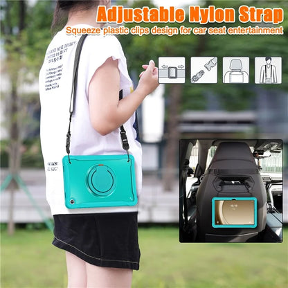For Samsung Galaxy Tab A9+ SM-X210 / X216 / X218 Case Drop-Proof PC+TPU Cover with Shoulder Strap
