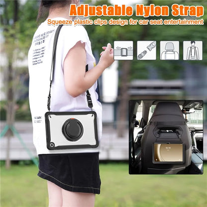 For Samsung Galaxy Tab A9+ SM-X210 / X216 / X218 Case Drop-Proof PC+TPU Cover with Shoulder Strap