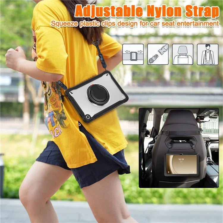For Samsung Galaxy Tab A9+ SM-X210 / X216 / X218 Case Drop-Proof PC+TPU Cover with Shoulder Strap