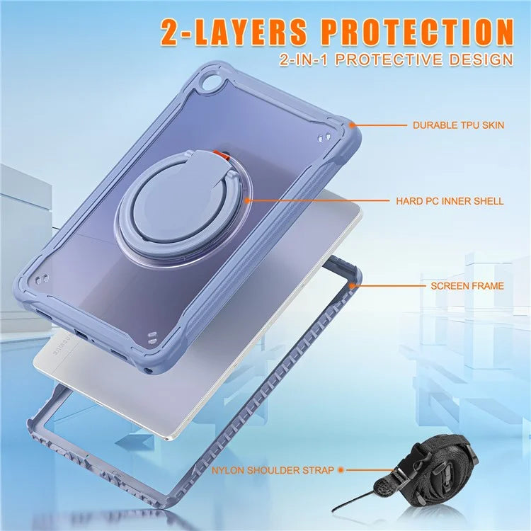 For Samsung Galaxy Tab A9+ SM-X210 / X216 / X218 Case Drop-Proof PC+TPU Cover with Shoulder Strap
