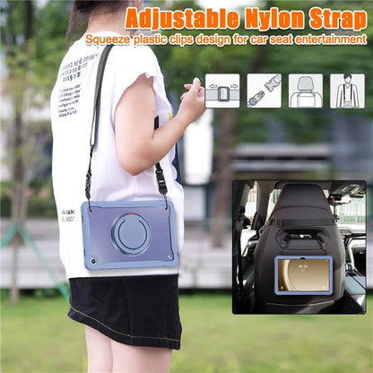 For Samsung Galaxy Tab A9+ SM-X210 / X216 / X218 Case Drop-Proof PC+TPU Cover with Shoulder Strap